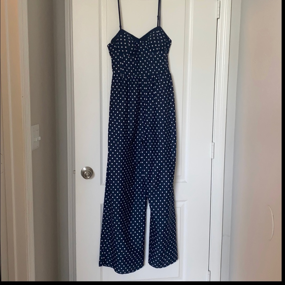 Beautiful polka dot blue and white jumpsuit
